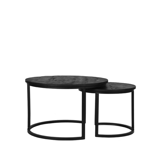 Salontafel Double - Zwart - Mangohout