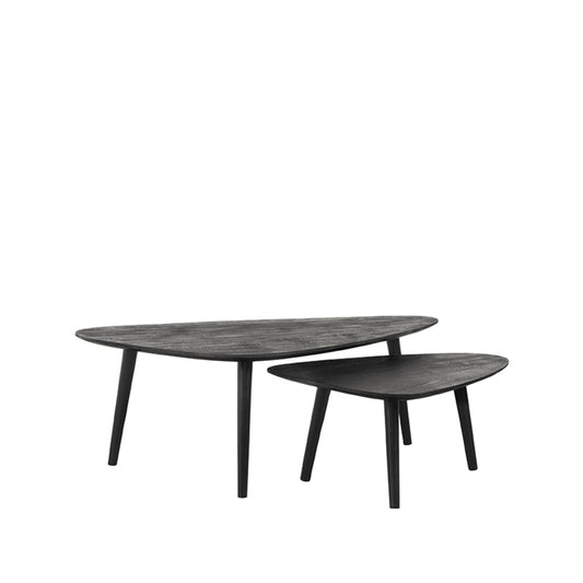 Salontafel Set Rock - Zwart - Mangohout