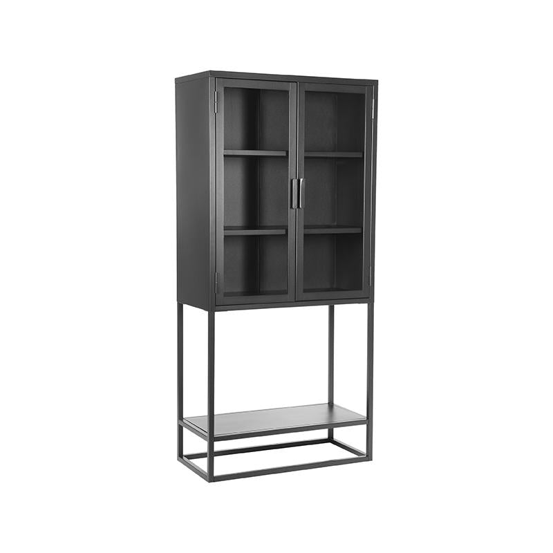 Vitrinekast Level - Zwart - Metaal - 70x35x150 cm