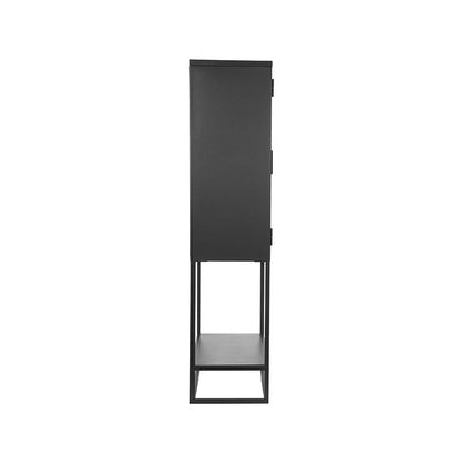 Vitrinekast Level - Zwart - Metaal - 70x35x150 cm
