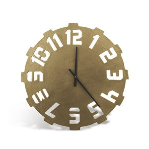 Wandklok Typografisch Goud